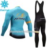 Tenue Maillot M/L + Collant à Bretelles 2017 Astana Pro Team Hiver Thermal Fleece N001